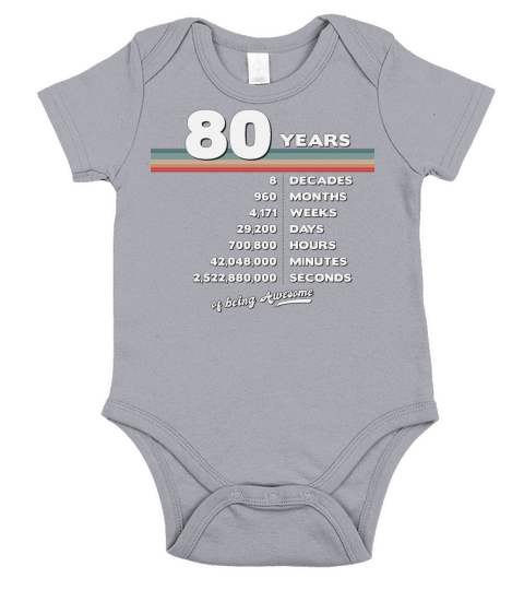 80th Birthday Vintage 80 Years Old Retro 960 Short Sleeve Baby One-Piece