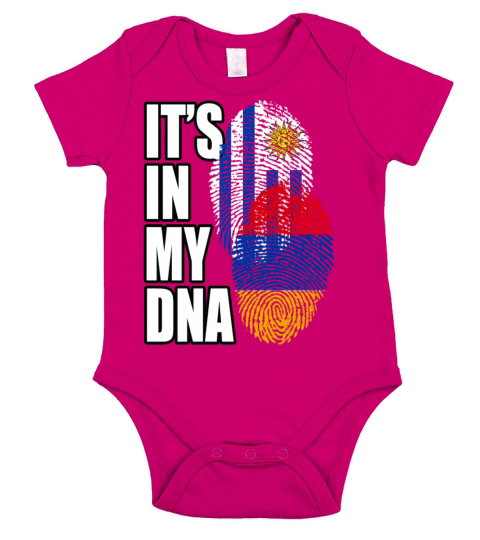 Armenian And Uruguayan Mix Heritage DNA Flag Short Sleeve Baby One-Piece