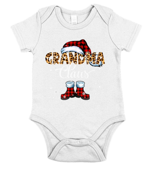 Christmas Grandma Claus Buffalo Plaid Family Pajam Short Sleeve Baby One-Piece