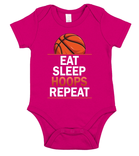 Eat Sleep Hoops Repeat Basketball Short Sleeve Baby One-Piece