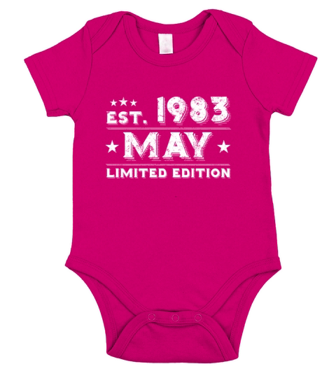 Est May 1983 - Birthday Present - Vintage Short Sleeve Baby One-Piece