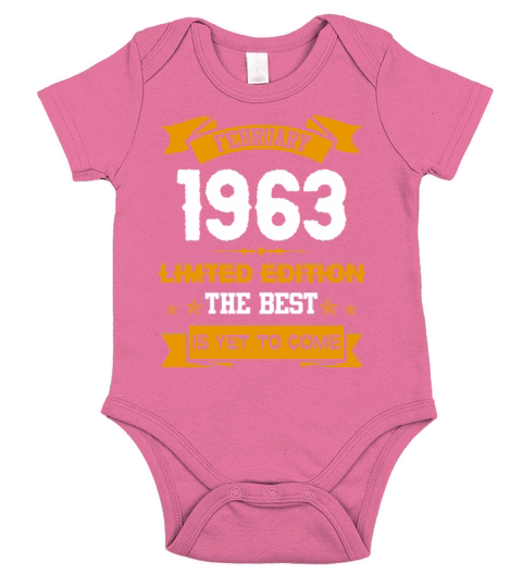 February 1963 Birthday Surprise Short Sleeve Baby One-Piece