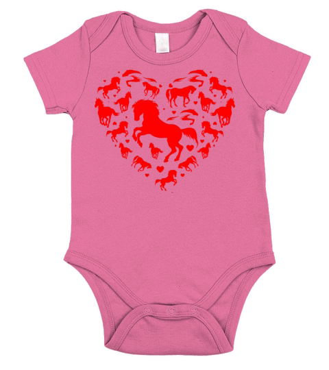 Horse Love Heart Toddlers Valentines Day Short Sleeve Baby One-Piece