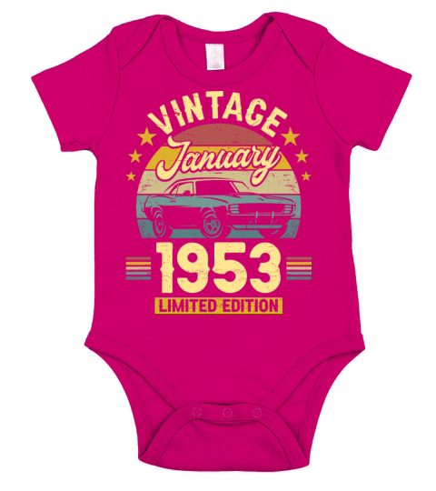 January 1953 70 Years Old Vintage 70th Birthday Short Sleeve Baby One-Piece