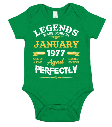 January 1977 Vintage Birthday Present Short Sleeve Baby One-Piece
