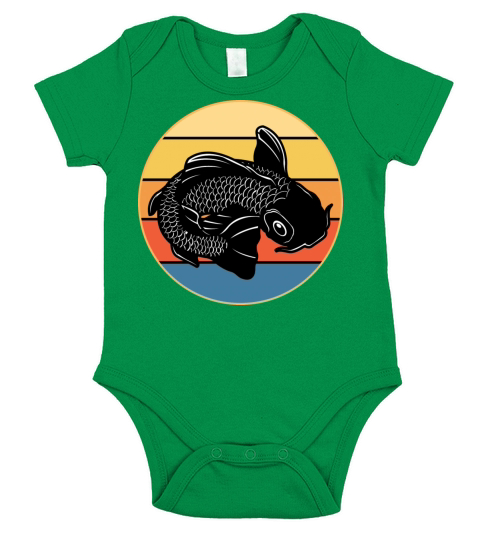 Japanese Koi Fish Vintage Retro Sunset Short Sleeve Baby One-Piece