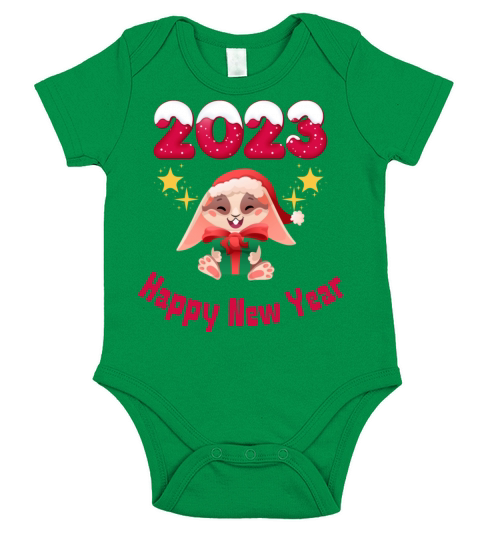 New Year design 2023 Short Sleeve Baby One-Piece
