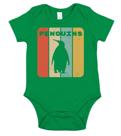 Penguin Vintage Sunset Retro Cute Womens Penguin Short Sleeve Baby One-Piece