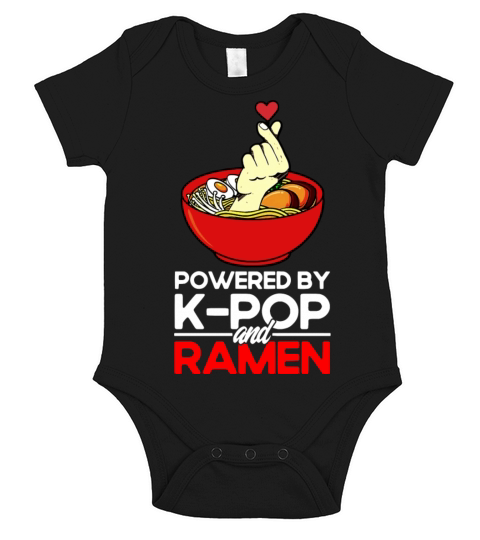 Powered by K-Pop and ramen Short Sleeve Baby One-Piece
