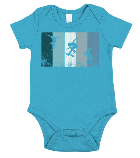 Skate Skateboard Skateboarder Skater Retro Stripes Short Sleeve Baby One-Piece