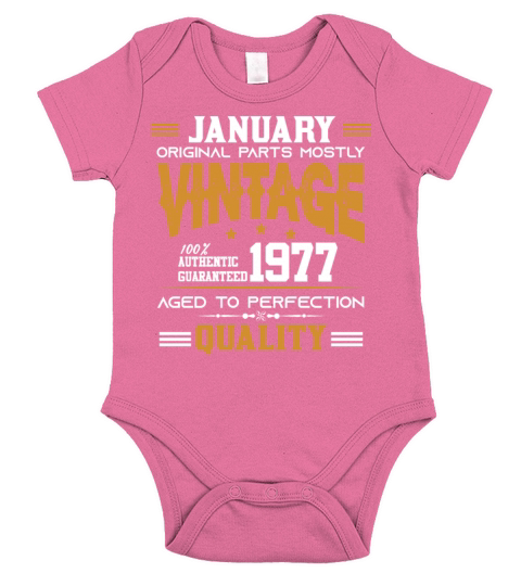 Vintage Aged To Perfection January 1977 Short Sleeve Baby One-Piece