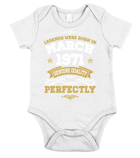 Vintage Aged To Perfection March 1971 Short Sleeve Baby One-Piece