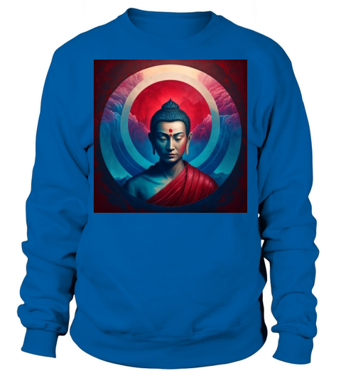 buddha red blue light portrait Sweatshirt Unisex