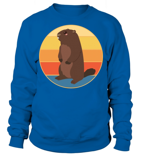 Cute Groundhog Retro Sunset Vintage Animal Lover Sweatshirt Unisex