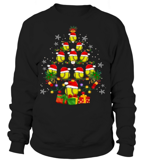 Softball Lover Xmas Tree Lights Santa Sweatshirt Unisex