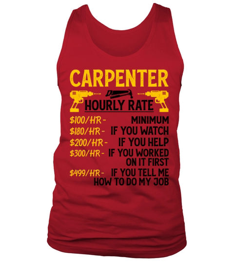 Carpenter Hourly Rate - Funny Carpenter Retro Tank Top Unisex