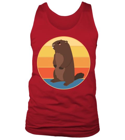 Cute Groundhog Retro Sunset Vintage Animal Lover Tank Top Unisex