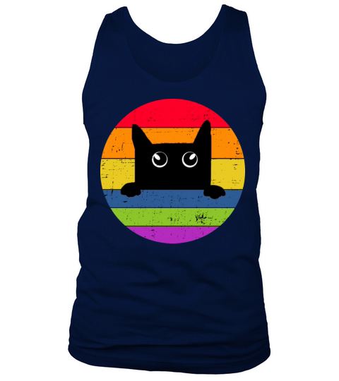 Funny Black Cat Vintage Colorful Retro Design Tank Top Unisex