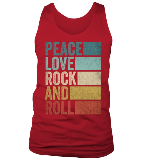 Vintage Retro Peace Love Rock And Roll Tank Top Unisex