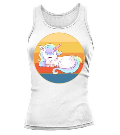 Cute Kawaii Unicorn Retro Sunset Vintage Tank top Woman