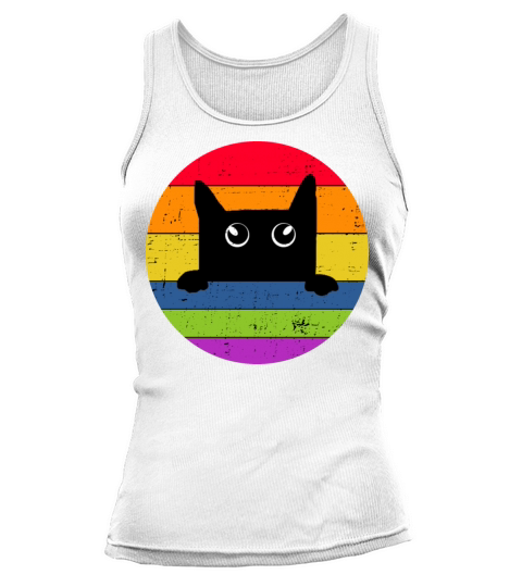 Funny Black Cat Vintage Colorful Retro Design Tank top Woman