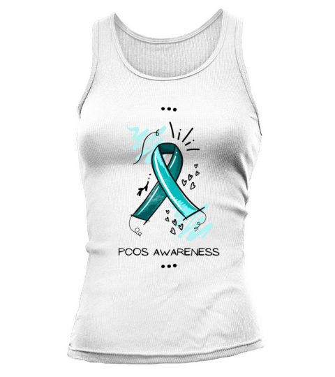 PCOS Awareness Teal Ribbon Hand Scribbles Tank top Woman