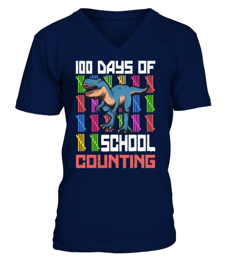 100 Days Of School Design for Kindergarten Teacher V-Neck T-shirt