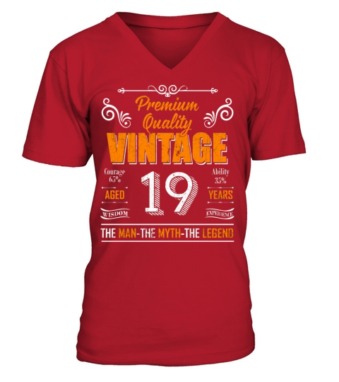 19 Yrs Old-19Th Bday Vintage The Man Myth Legend V-Neck T-shirt