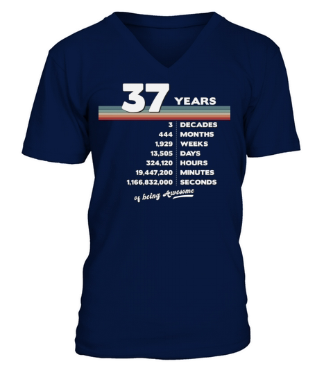 37th Birthday Vintage 37 Years Old Retro 444 V-Neck T-shirt