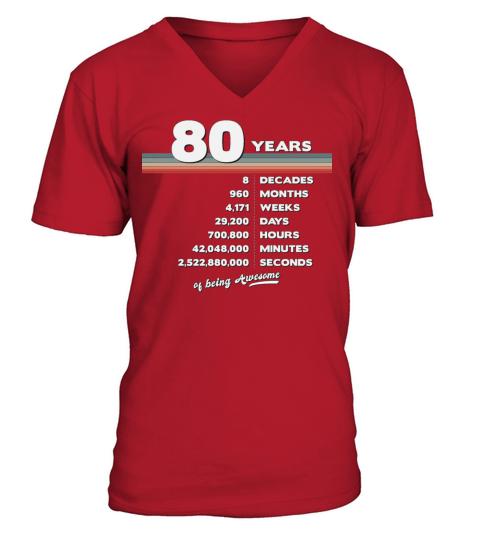 80th Birthday Vintage 80 Years Old Retro 960 V-Neck T-shirt