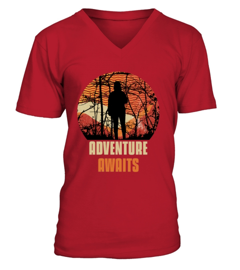 Adventure Awaits Retro Vintage Mountain Adventurer V-Neck T-shirt