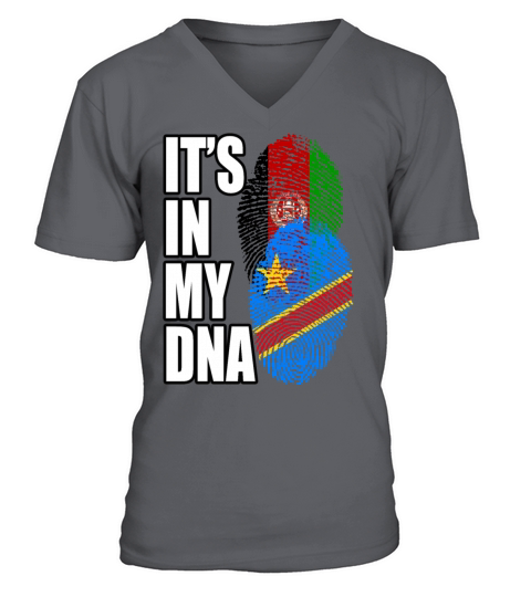 Afghan And Congolese Mix Heritage DNA Flag V-Neck T-shirt