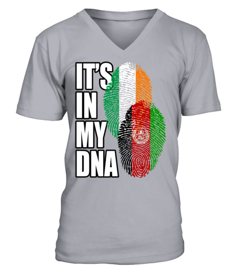 Afghan And Irish Mix Heritage DNA Flag V-Neck T-shirt