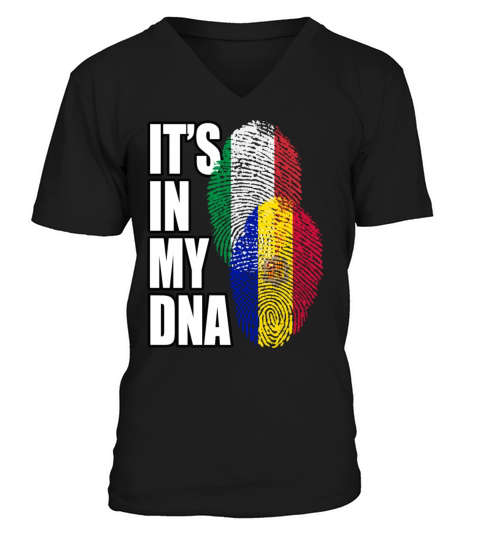 Andorran And Italian Mix Heritage DNA Flag V-Neck T-shirt