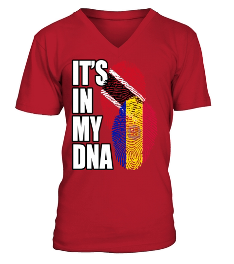 Andorran And Trinidad Tobago Mix Heritage DNA Flag V-Neck T-shirt