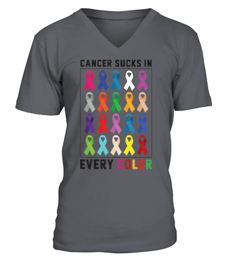 Cancer Sucks In Every Color Ribbons V-Neck T-shirt