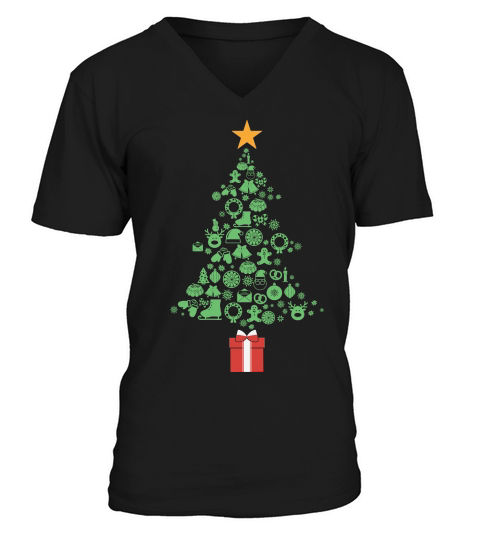 Christmas Tree Silhouettes Doodle V-Neck T-shirt