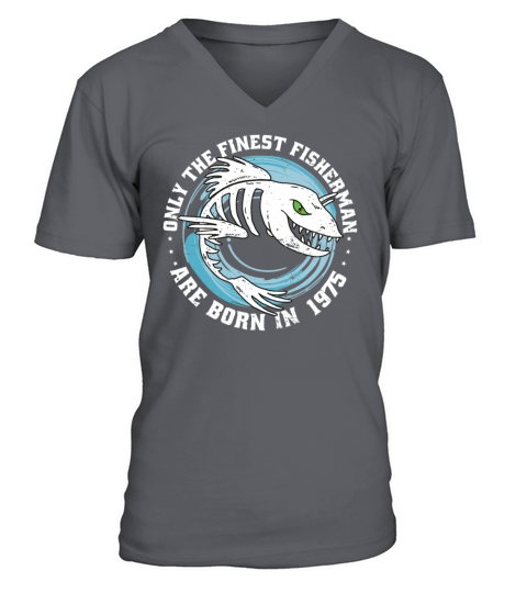 Fishermen Vintage born 1975 Birthday funny sayings V-Neck T-shirt