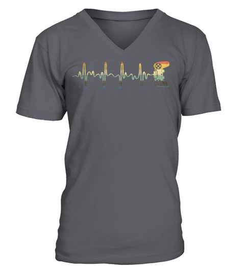 Gamer Heartbeat Vintage Video Games Lover Funny Gi V-Neck T-shirt