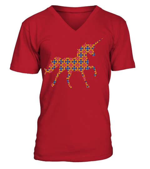 Patterned Unicorn V-Neck T-shirt