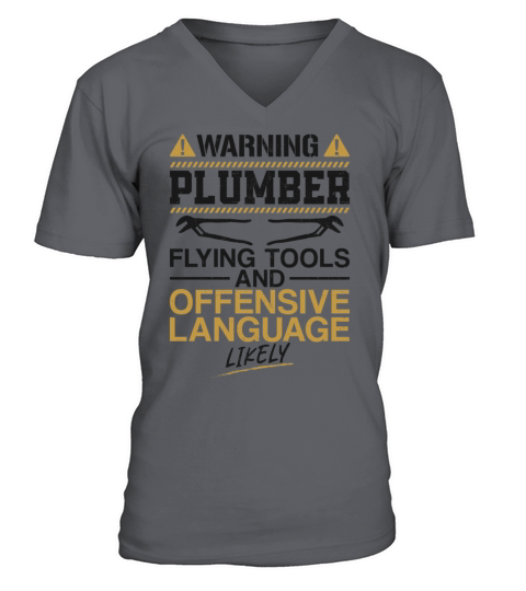 Plumbing Plumber Vintage Warning V-Neck T-shirt