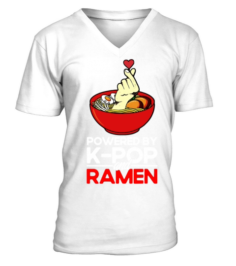 Powered by K-Pop and ramen V-Neck T-shirt