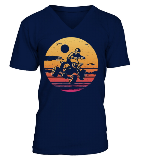 Quad Bike Vintage Design 4 wheeler ATV V-Neck T-shirt