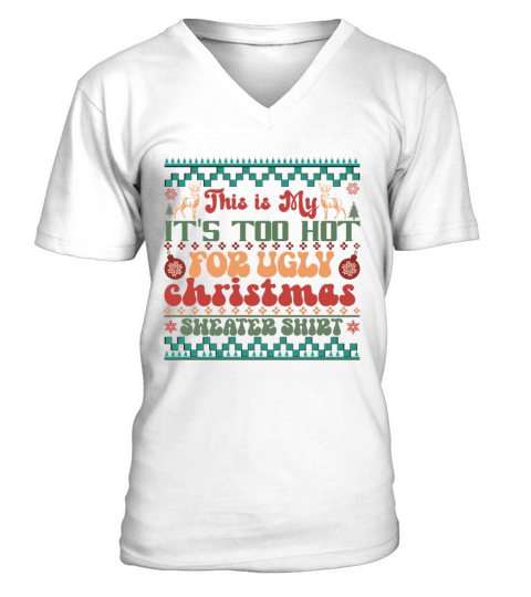 Merry Christmas retro vintage pink santa claus V-Neck T-shirt