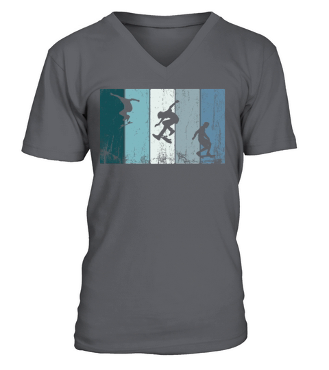 Skate Skateboard Skateboarder Skater Retro Stripes V-Neck T-shirt