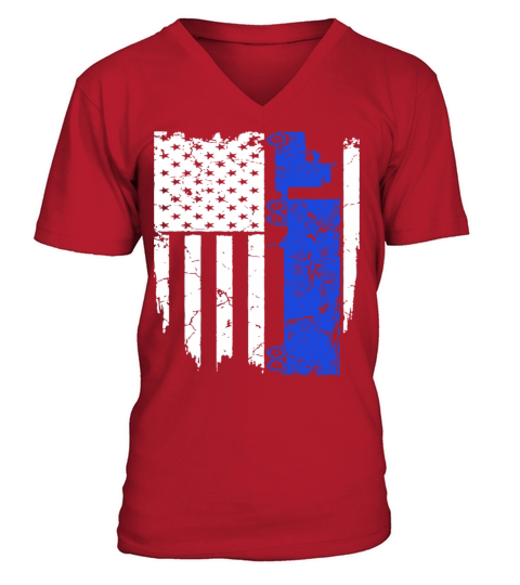 Truck Driver Trucker Flag Hanes Tagless racing T S V-Neck T-shirt