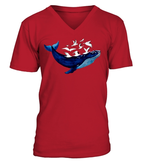 Whale and seagulls I Air and water V-Neck T-shirt