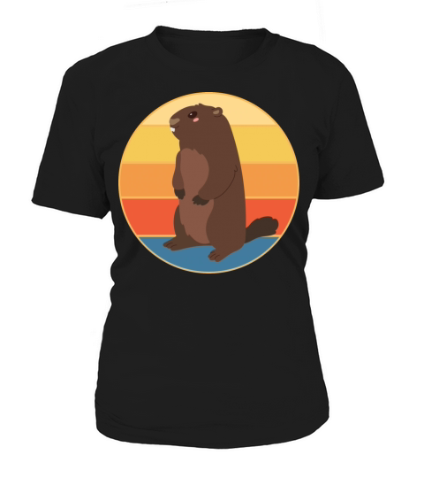 Cute Groundhog Retro Sunset Vintage Animal Lover Women's T-Shirt