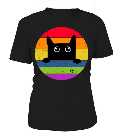 Funny Black Cat Vintage Colorful Retro Design Women's T-Shirt