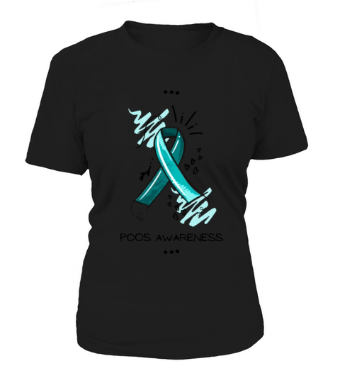 PCOS Awareness Teal Ribbon Hand Scribbles Women's T-Shirt
